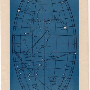 c. 1946 astronomy star map original vintage celestial print map 3 image 4