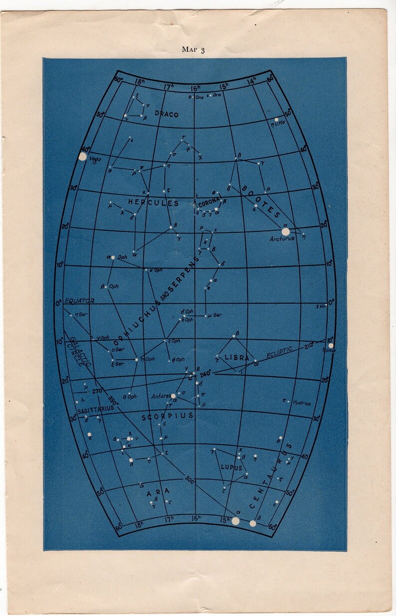 c. 1946 astronomy star map original vintage celestial print map 3 image 4