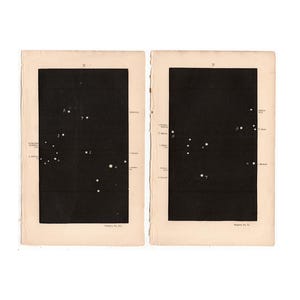 RARE ! c. Carte des étoiles de 1857 gravures • lot de 2 gravures anciennes originales • gravures d'astronomie • céleste • constellation d'Andromède • étoiles