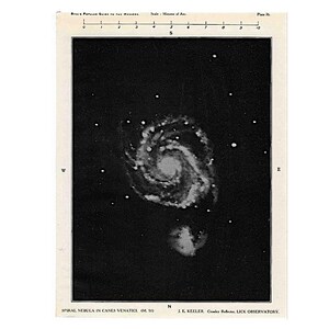 c.1910 SPRIAL NEBULA in Canes Venatici Druck - original antiker Astronomie Druck - Nördliches Sternbild der Jagdhunde • M 51