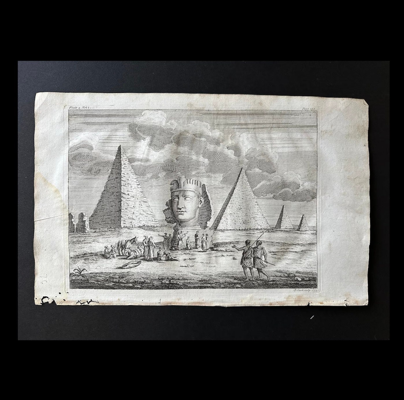 C. 1740 THE SPHINX & PYRAMIDS Engraving • Original Antique