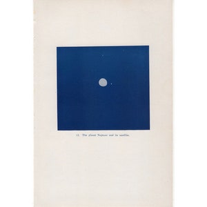 c. 1944 NEPTUNE PLANET impresión - original vintage astronomy impresión - vía lechosa impresión galaxia - litografía azul