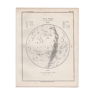 c. 1892 JANUARI STARS-print • originele antieke print - sterrenkaart • hemelprint • astronomieprint • verjaardagsprint • maandsterrenkaart