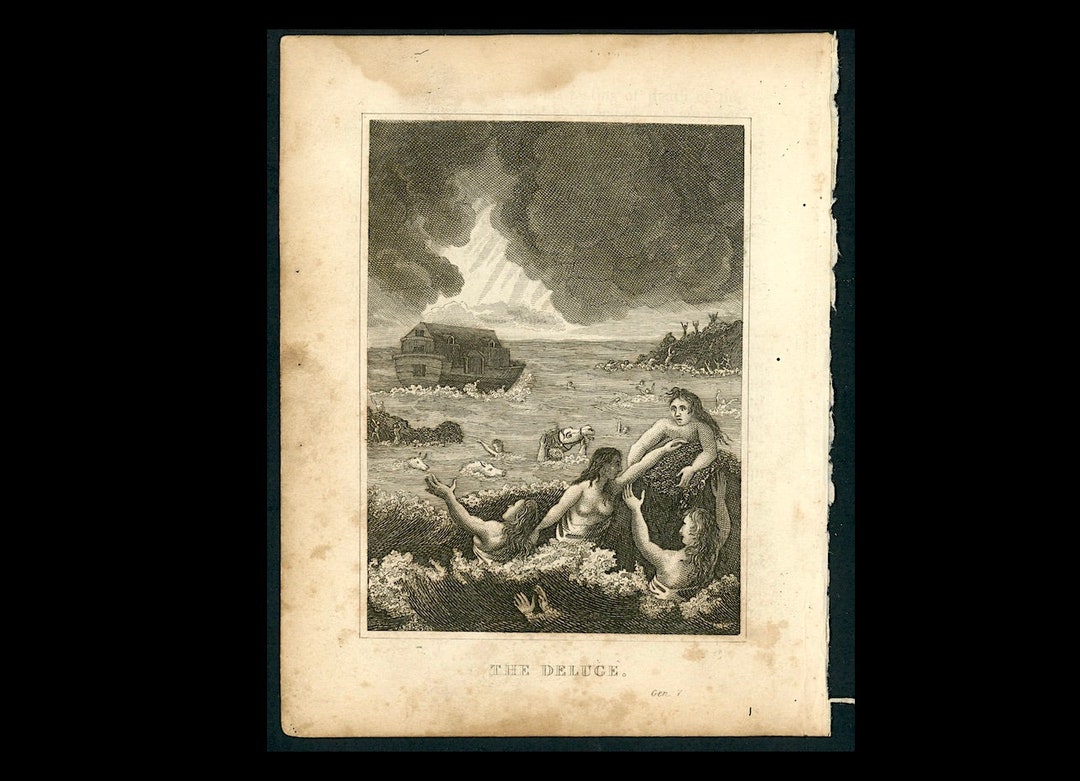 Tiny C 1825 GENSIS FLOOD Engraving Scripture History Original tiny-c-1825-gensis-flood-engraving-scripture-history-original