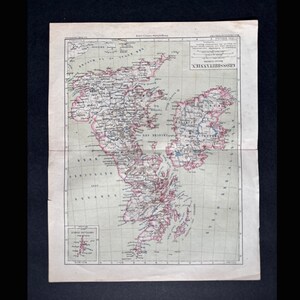 c. Carte ancienne de GRANDE-BRETAGNE de 1875 • gravure ancienne originale • carte du Royaume-Uni • carte de l'Écosse • carte de l'Angleterre • carte du Pays de Galles