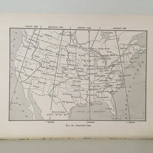 C. 1903 USA STANDARDZEIT Landkarte - antiker Zeitdruck - Landkarte der Vereinigten Staaten - Zeitzonen der U.S.A.