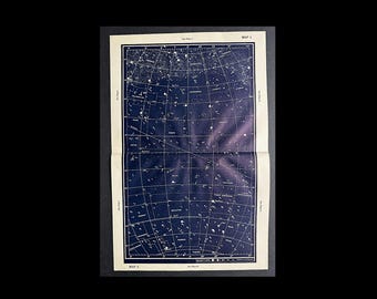 CONSTELLATION STAR MAP c. 1949 • original vintage print • celestial print • astronomy print • andromeda aries aquarius
