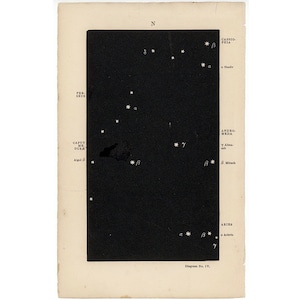 RARE ! c. Carte des étoiles, gravure de 1857 • gravure ancienne originale • gravure d'astronomie • gravure céleste • Constellations d'Andromède et de Cassiopée • #4