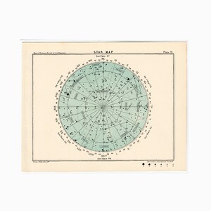 C. 1910 litografía STAR MAP # 70 • impresión antigua original • impresión celestial • impresión de astronomía • Polo Sur • estrellas del hemisferio sur