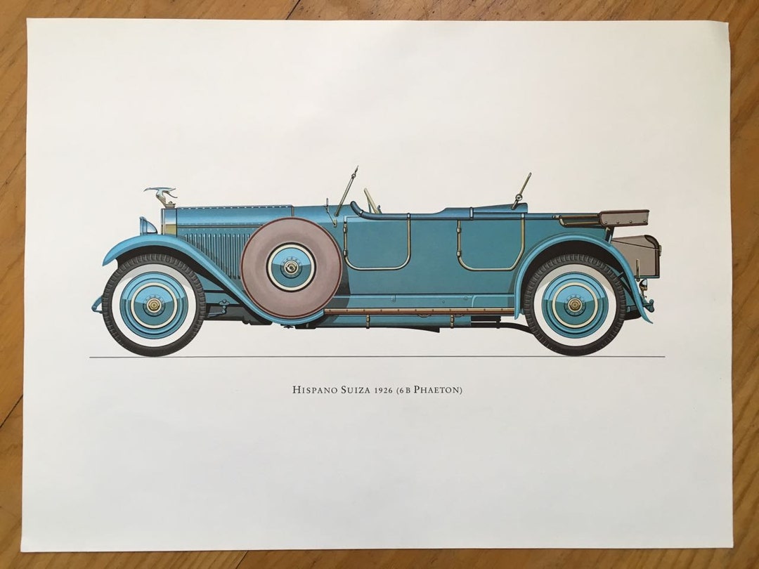 HISPANO SUIZA 1926 - Classic Car Print - Original Vintage Lithograph ...
