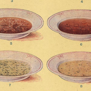 c. 1912 SOUPS lithograph original antique print food print Mrs Beeton's Book of Household Management cooking print SOUP & CONSOMÉ image 2