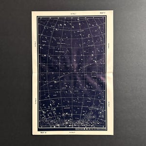 CONSTELLATION STAR MAP c. 1949 • original vintage print • celestial print • astronomy print • Ursa Virgo Leo Bootes