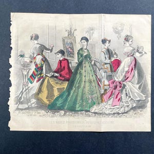 c. 1868 PARISIAN FASHION print • original antique print • fashion illustration • fashion design • historical fashion • 11.5 X 9.25&quot;