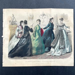 c. 1868 PARISIAN FASHION print • original antique print • fashion illustration • fashion design • historical fashion • 11.5 X 9.25&quot;