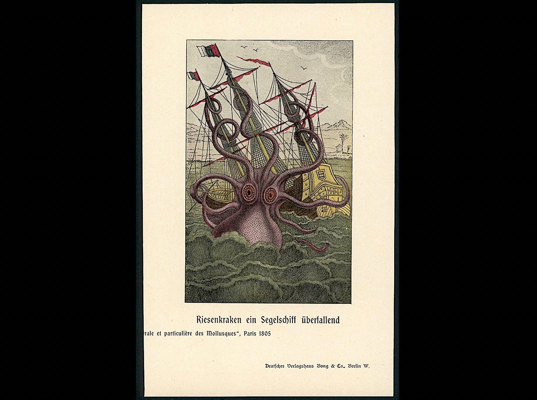 C. 1900 THE KRAKEN Print • Original Antique Print • Mythical Sea