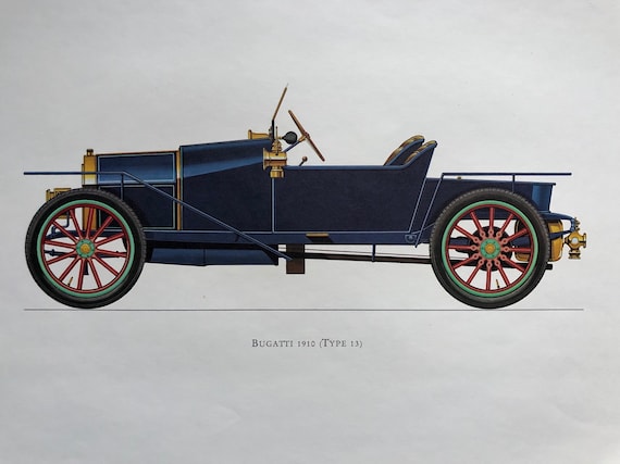 BUGATTI 1910 - Classic Car Print - Original Vintage Lithograph