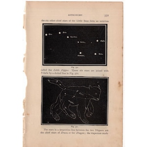c. 1882 ursa major zodiac constellation figures print - original antique celestial astronomy lithograph - big dipper
