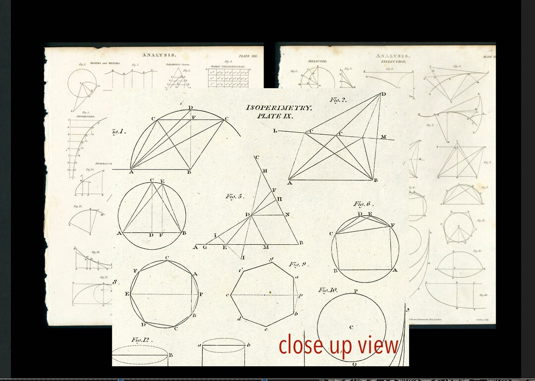 C. 1815 GEOMETRY ANALYSIS Engravings • Set of 2 Original Antique Prints ...