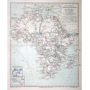 1894 AFRICA ANTIQUE MAP - original antique print - lithograph of the african continent