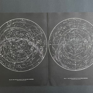 C. 1959 VINTAGE STERNBILDER KARTE - original vintage print - Astronomie Bild • Sternen Bild • Stern Bild • Himmelskörper - Nord & Süd