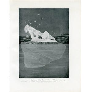 c.1900 ICEBERG litografía • grabado antiguo original • Antártida ártica • Hielo polar • cambio climático • Verano • Titanic • Exploración polar