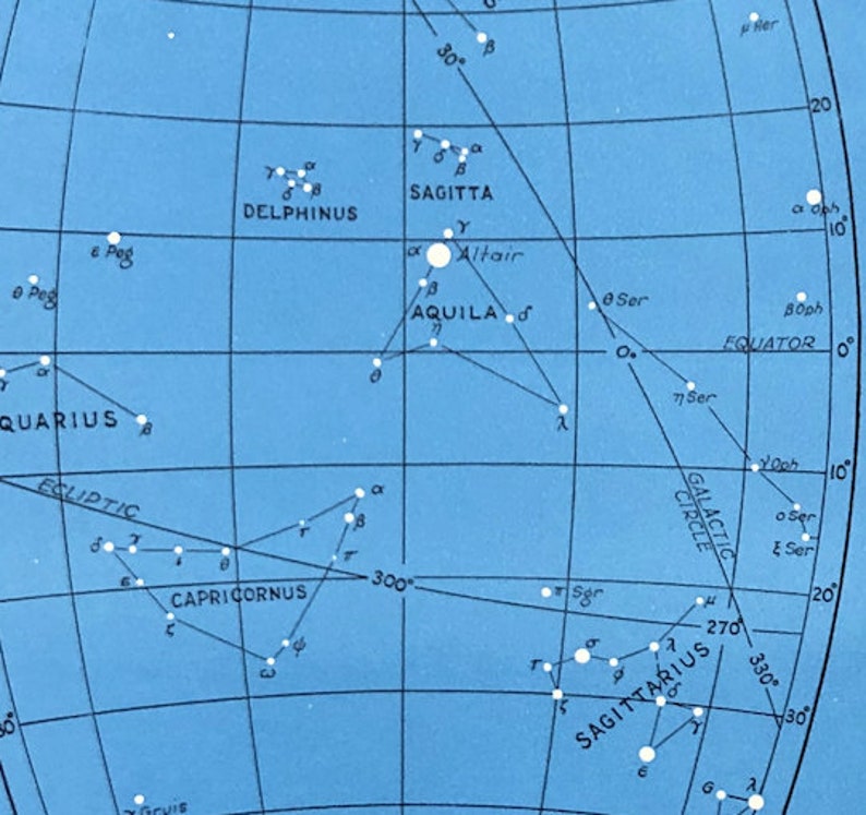 1946 STAR MAPS \u2022 set of 2 original vintage prints \u2022 blue celestial prints c map 2 /& 3 \u2022 astronomy prints \u2022 libra hercules scorpio