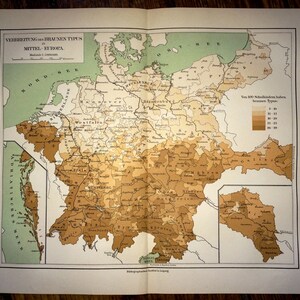 1894 MIDDEN-EUROPA KAART europa originele antieke kaart print litho