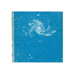 c. 1959 SPIRAL NEBULA lithograph - original vintage print - blue celestial - astronomy print - blue stars print • star print • spiral galaxy