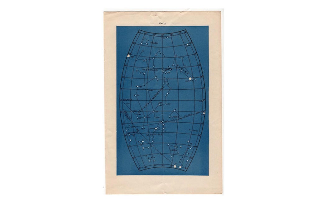 C. 1946 Astronomy Star Map Original Vintage Celestial Print - Map 3 - Etsy