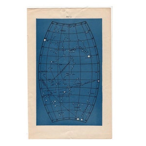 c. 1946 astronomy star map original vintage celestial print map 3 image 1