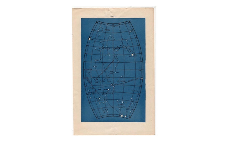 c. 1946 astronomy star map original vintage celestial print map 3 image 1