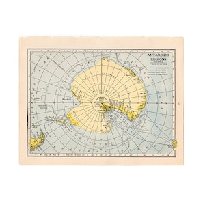 H. 1931 Antarktische Regionskarte Lithographie • alte Landkarte • Vintage Druck • Polarregion • alte Landkarte Südpol-Karte •