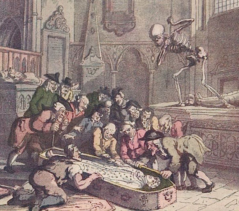 c. 1903 GRIM REAPER lithograph original antique print morbid print personification of death dance of death scene image 4