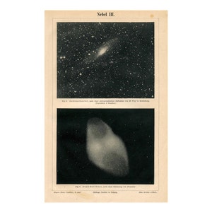 c. 1894 NEBULA Print • Original antiker Himmelsdruck • Astronomie Druck • Sternhaufen Print • stumme Glocke & Andromeda Nebulae