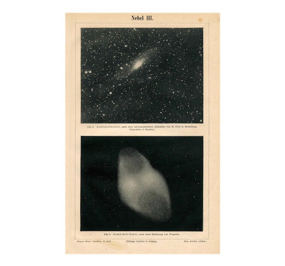 1894 NEBULA STAR CLUSTER lithograph original antique celestial astronomy print c
