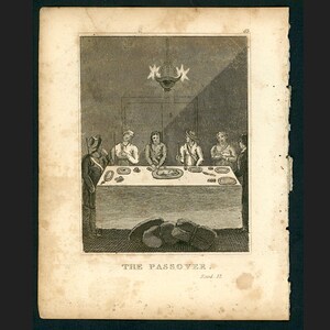¡diminuto! C. Impresión del SEDER DE PASCUA de 1825 • Historia de las Escrituras • impresión antigua original • impresión religiosa • escena bíblica ilustrada