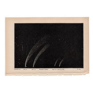 C. 1884 DONATI&quot;S COMET lithograph - original antique print - astronomy print - celestial • astronomical object print • Comet Donati print