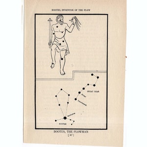ca. 1944 Bootes - CONSTELLATION FIGURE Print - original Vintage Astronomie Druck - Sternkarte - himmlische Lithographie - der Plowman