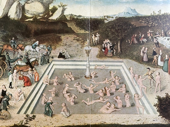 1900 年頃 青春の泉 リトグラフ • オリジナルアンティークプリント