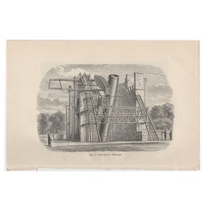 TELESCOPE Druck c. 1905 • alter Originaldruck • Leviathan von Parsonstown • Lord Rosse&#39;s Fernrohr • Astronomen • Astronomie Kunstdruck
