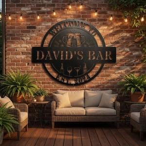 Personlig metallskylt för bar, anpassad väggkonst för hembar med etablerat år, dekoration för man cave pubgåva