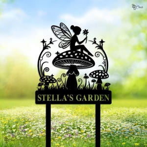 Custom Fairy Garden Metal Sign with Stake, Fairy Metal Garden Sign, Fairy Garden Stake, Garden Yard Decor, Gardener Gift, Gift for Her