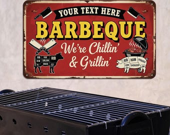 Custom BBQ Metal Sign, Personalized Grilling Sign for Backyard, Barbecue Decor,BBQ Grill Sign for Outdoor,Barbecue Grill Decor,Grilling gift