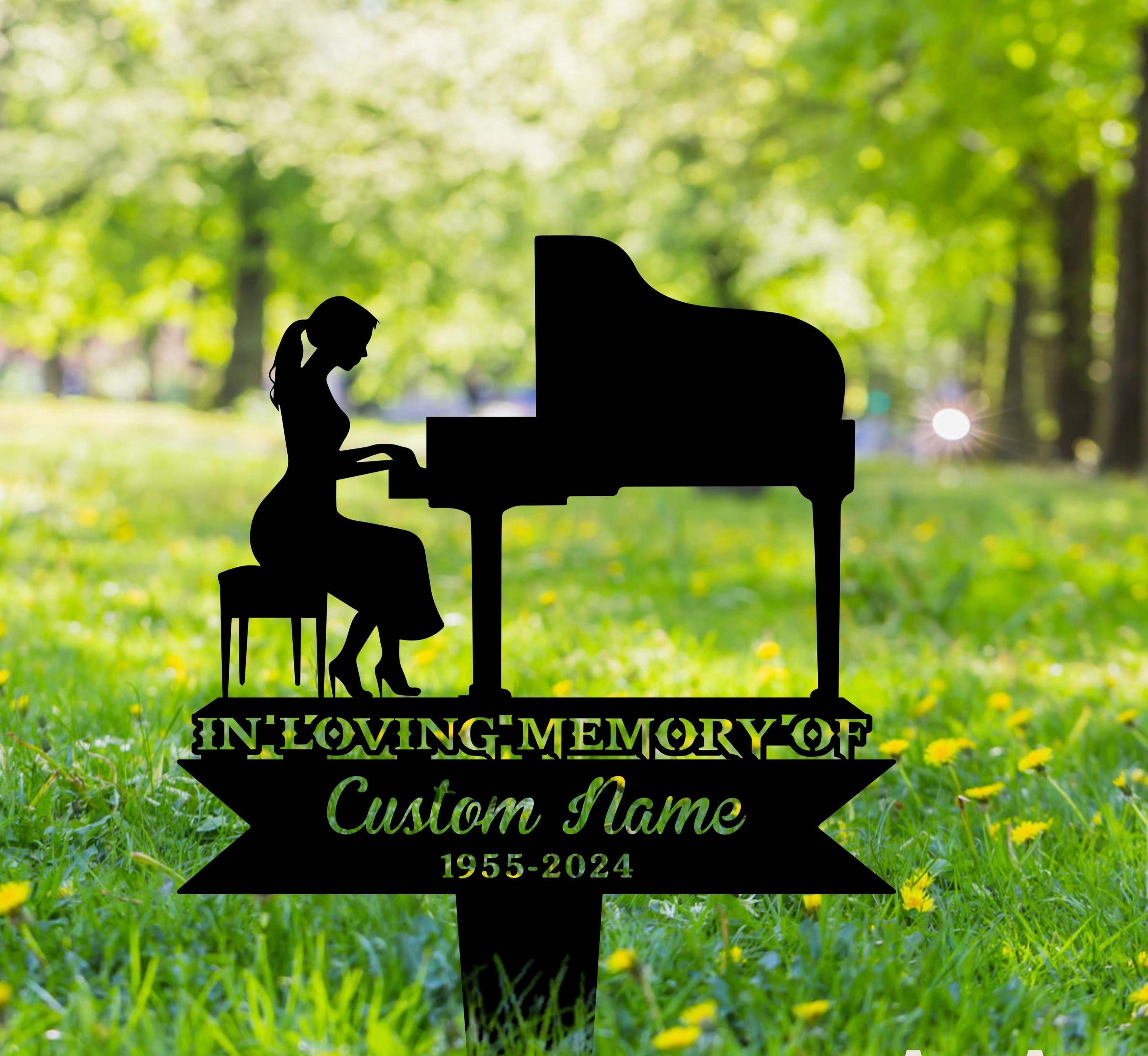 Custom Piano Player Memorial Stake, Personalized Pianist Memorial