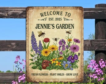 Personalized Garden Sign Custom Garden Name Sign Metal Garden Sign for Outdoor Yard Sign Garden Decor,Lawn Signs, Flower Garden Plaque Stake