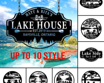 Custom Lake House Sign, Personalized Metal Cabin, Cottage Decor with Family Name, Lake house decor, Welcome to the Lake Sign, Lake cabin