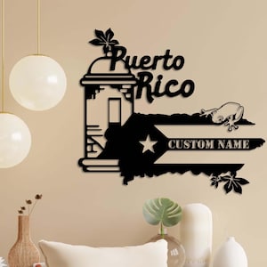 Custom Puerto Rico Metal Wall, Puerto Rican Heritage Wall,Flag wall art,Metal island sign,Puerto Rico Flag Wall Art, Gift for dad, Home Sign