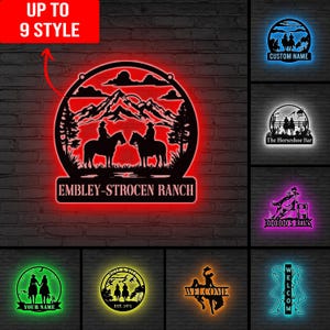 Western riding cowboy metalen bord led, cadeau paardenliefhebber, ranch bord, aangepaste cowboy cowgirl kunst aan de muur, bord cowgirl, western bord, cowboycadeaus