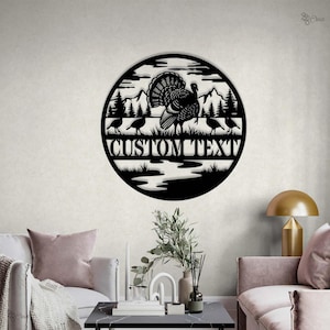 Letrero metálico personalizado de caza de pavos, arte mural personalizado de vida silvestre, letrero metálico de pavo, regalo de cazador de pavos, regalo para papá, arte de caza, nombre del cazador