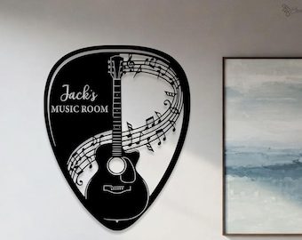 Custom Guitarist Name Sign, Guitar Metal Wall Art, Acoustic Guitar Sign, Music Studio Decor, Guitarist Gifts Xmas Gift for Guitar Player